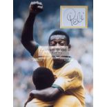 Pele signed photographic presentation, 16 by 12in.