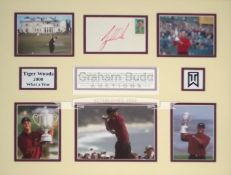 Tiger Woods signed golf display titled "2000 What a Year",