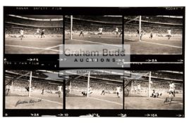 Gordon Banks and Alan Mullery double-signed 1970 World Cup "greatest save" photographic print,