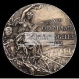 Los Angeles 1932 Olympic Games silver second place prize medal, designed by Prof.