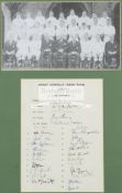 Official autograph sheet for the first England rugby union tour to Australia in 1963,