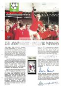 25th Anniversary England 1966 World Cup Winners stamp sheet signed by Bobby Moore,