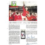 25th Anniversary England 1966 World Cup Winners stamp sheet signed by Bobby Moore,