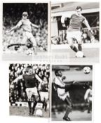 Collection of 32 b&w press photographs of Arsenal footballers, varying in size between 10 by 8in.