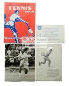 Varied collection of tennis programmes and photographs including a few signed examples,