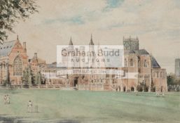 An original watercolour by Arthur Charles Fare (1876-1958) featuring the cricket field at Clifton