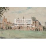 An original watercolour by Arthur Charles Fare (1876-1958) featuring the cricket field at Clifton