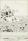 An original Joseph Lee London Evening News cartoon artwork featuring Queen's Park Rangers circa