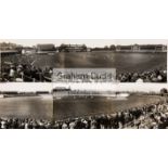 Two 1930s photographic panoramas of Lord's and Old Trafford cricket grounds, both approx.