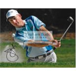 A group of five photographs signed by American golfers, comprising Jim Furyk, Jordan Spieth,