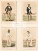 A rare quartet of original coloured lithographs from the "Sketches at Lord's" Series published by