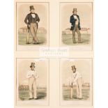 A rare quartet of original coloured lithographs from the "Sketches at Lord's" Series published by