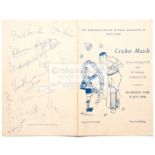Autographed souvenir scorecard for a cricket match between Terence Rattigan's XI and Sir Anthony