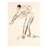 Original period caricature of Jean Borotra the French tennis champion of the 1920s/30s,