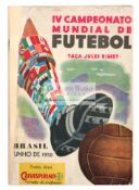 1950 World Cup programme Brazil v Mexico, played in Rio De Janeiro 24th June,