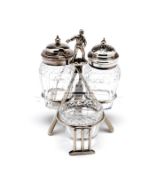 A Victorian cricket-themed cruet set circa 1885,