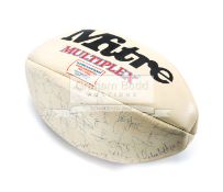 England v Wales signed rugby ball circa mid-1990s, Rory Underwood, Rob Andrew, Phil de Glanville,