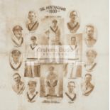 A gentlemen's linen handkerchief commemorating the Australian cricket team to England in 1930,