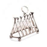 Silver plated cricket-themed novelty toast rack,