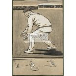 An original artwork by James Thorpe (1876-1949) of the celebrated cricketer Gilbert Jessop, signed,