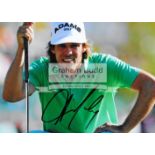 A group of seven photographs signed by golfers, comprising Aaron Bradley, Adam Scott, Jason Day,