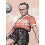 An original Bill Hewison Punch Magazine artwork featuring the footballer Stanley Matthews, signed,