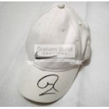 Tennis caps signed by Rafael Nadal and Andy Murray, signed in black marker pen,