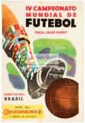 1950 World Cup programme Italy v Sweden, Group 3 Match played at the Estadio do Pacaembu, Sao Paulo,