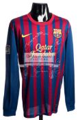 Team-signed replica of Lionel Messi's Barcelona 2011-12 No.