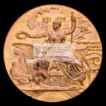 Athens 1906 Intercalated Olympic Games participation medal, in gilt-bronze, designed by Lytras,