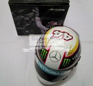 Lewis Hamilton signed Mercedes 2014 F1 World Championship season mini helmet,
