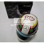 Lewis Hamilton signed Mercedes 2014 F1 World Championship season mini helmet,