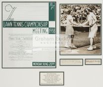 Helen Wills Moody & Helen Hull Jacobs double-signed 1938 Wimbledon framed display,