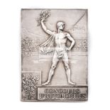 Paris 1900 Olympic Games 'Concours d'Automobiles' silver award plaque,
