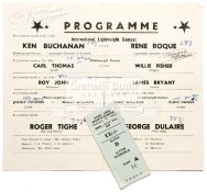 Rare signed programme and ticket from the early career of the boxer Ken Buchanan,