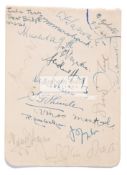 Autographs of the 1946 India cricket team to England, album page with 16 signatures signed in ink,