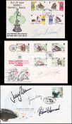 Mike Hailwood and Joey Dunlop signed Isle of Man TT first day postal covers,