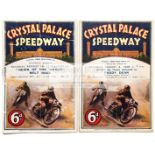 Two Crystal Palace speedway programmes from the first season in 1928,