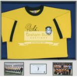 Pele signed Brazil 1970 World Cup Final limited edition retro jersey, signed in black marker pen,