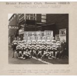 An official photograph of the Bristol Rugby Football Club team in season 1922-23, 9 1/2 by 11in.