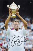 Roger Federer signed photograph, 12 by 8in.