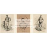 A set of three rare lithographs of Manchester-based rugby players comprising H.