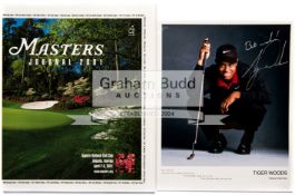 Tiger Woods signed colour publicity photograph, 10 by 8in.