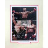 Mike Tyson signed & mounted colour Heavyweight Boxing Champion photographic print, 14 by 10in.