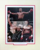 Mike Tyson signed & mounted colour Heavyweight Boxing Champion photographic print, 14 by 10in.