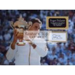 Roger Federer signed and Wimbledon Champion photographic display, 12 by 16in.