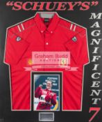 Michael Schumacher signed memorabilia display titled "Schuey's Magnificent 7",