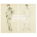 A pair of portraits lithographs by Sir William Rothenstein of the Varsity sportsmen Mr J