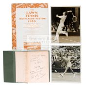 Alice Marble's book "The Road To Wimbledon" signed by three Wimbledon champions,