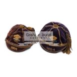 Two Wales Rugby Football Union International Trial caps, the first dated 1904 and named to G.
